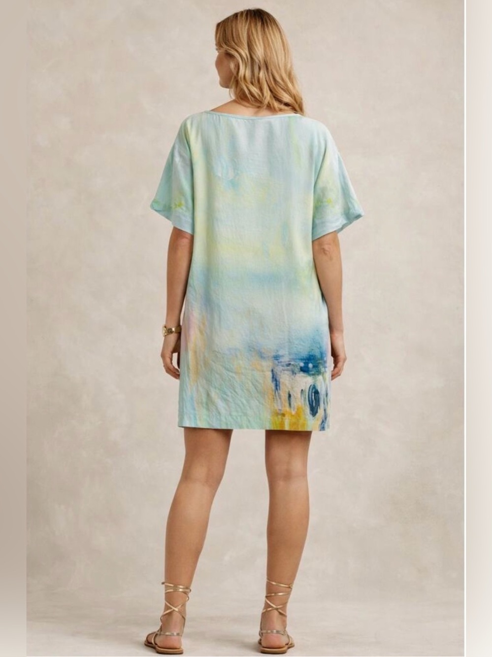 MAEVE Anthropologie Claire Desjardins Painted Silk Watercolor Tunic Dress XS - Picture 2 of 9